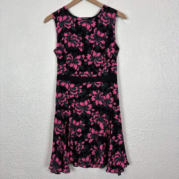 Milly of New York 100% Silk Floral Mini Flounce Dress Size 4 - Picture 1 of 5